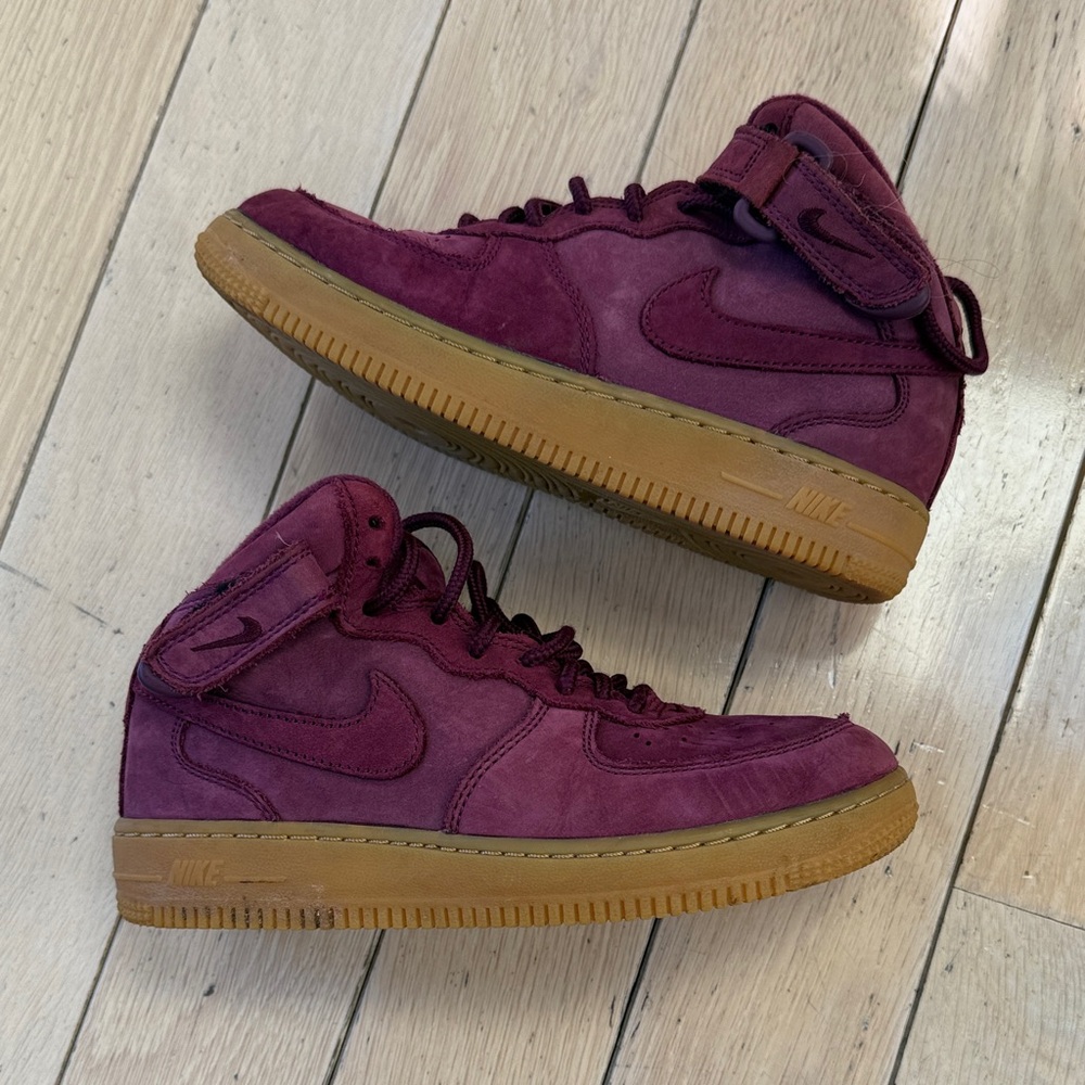 Nike Maroon High-Top Sneakers with Gum Sole